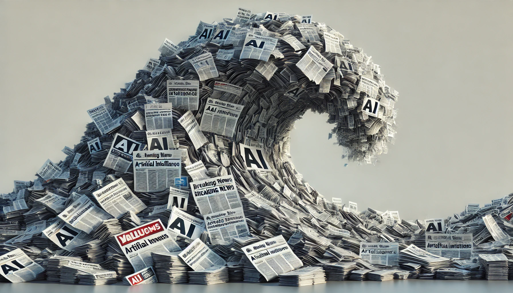 Welle aus Zeitungsartikeln zu AI